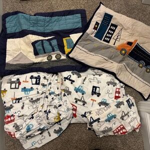 Pottery barn kids transportation flannel sheets with pillow shams